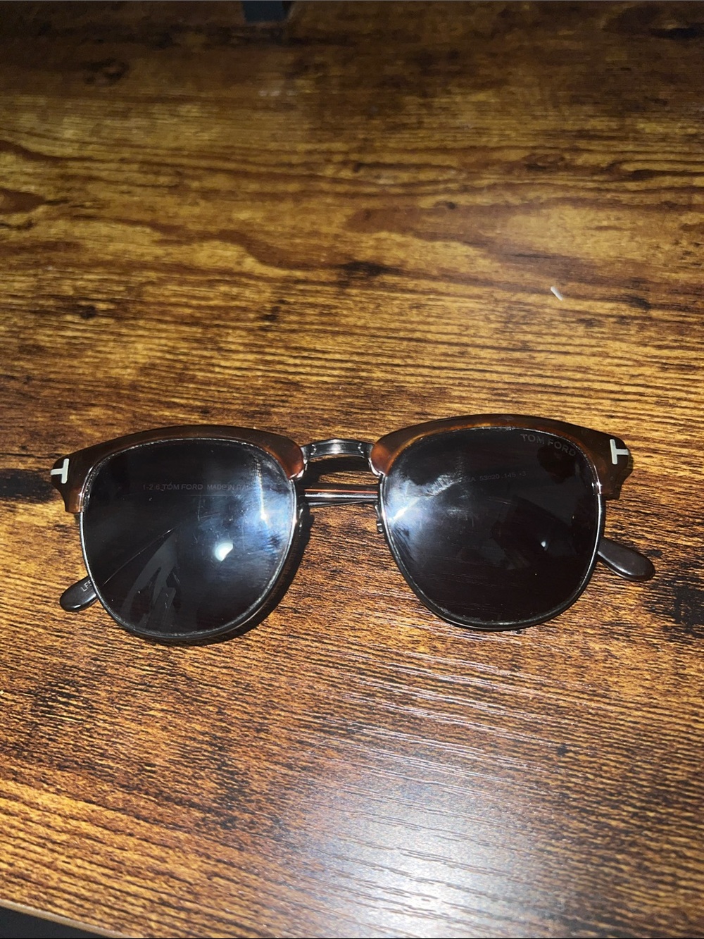 Tom Ford Brown Tortoiseshell Sunglasses with Black Lenses
